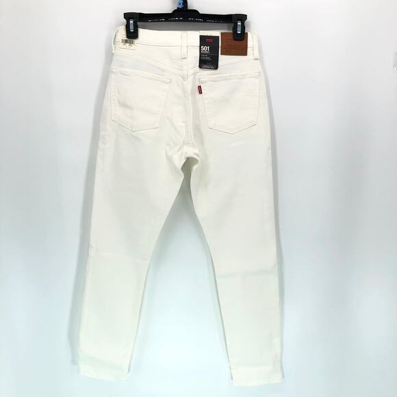 NEW Levi's 501 Skinny Jeans White Womens 28 x 28 Button Fly High Rise Distressed - Picture 8 of 14